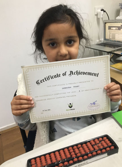 Australian kid with abacus certification