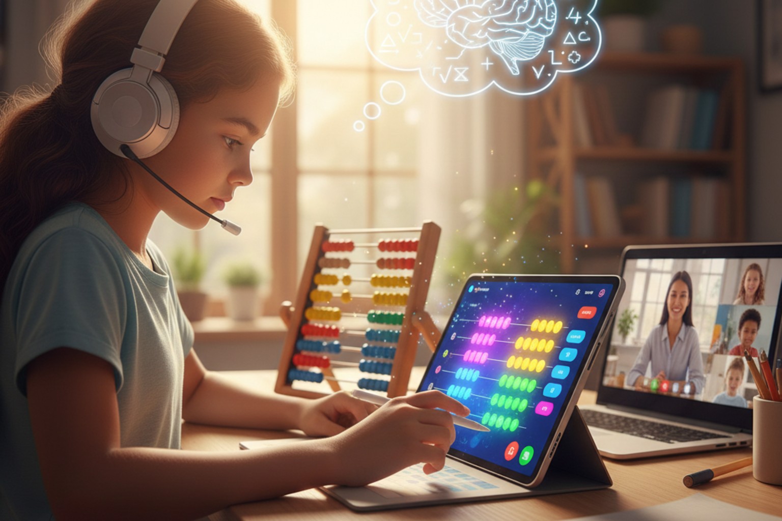 Child using abacus for early math learning