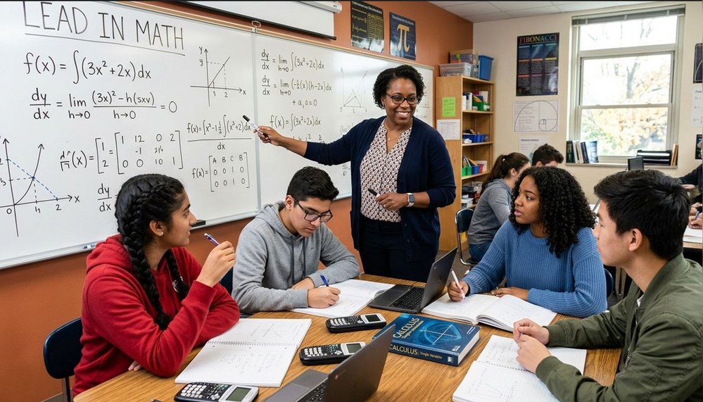 Teacher teaching multiple students