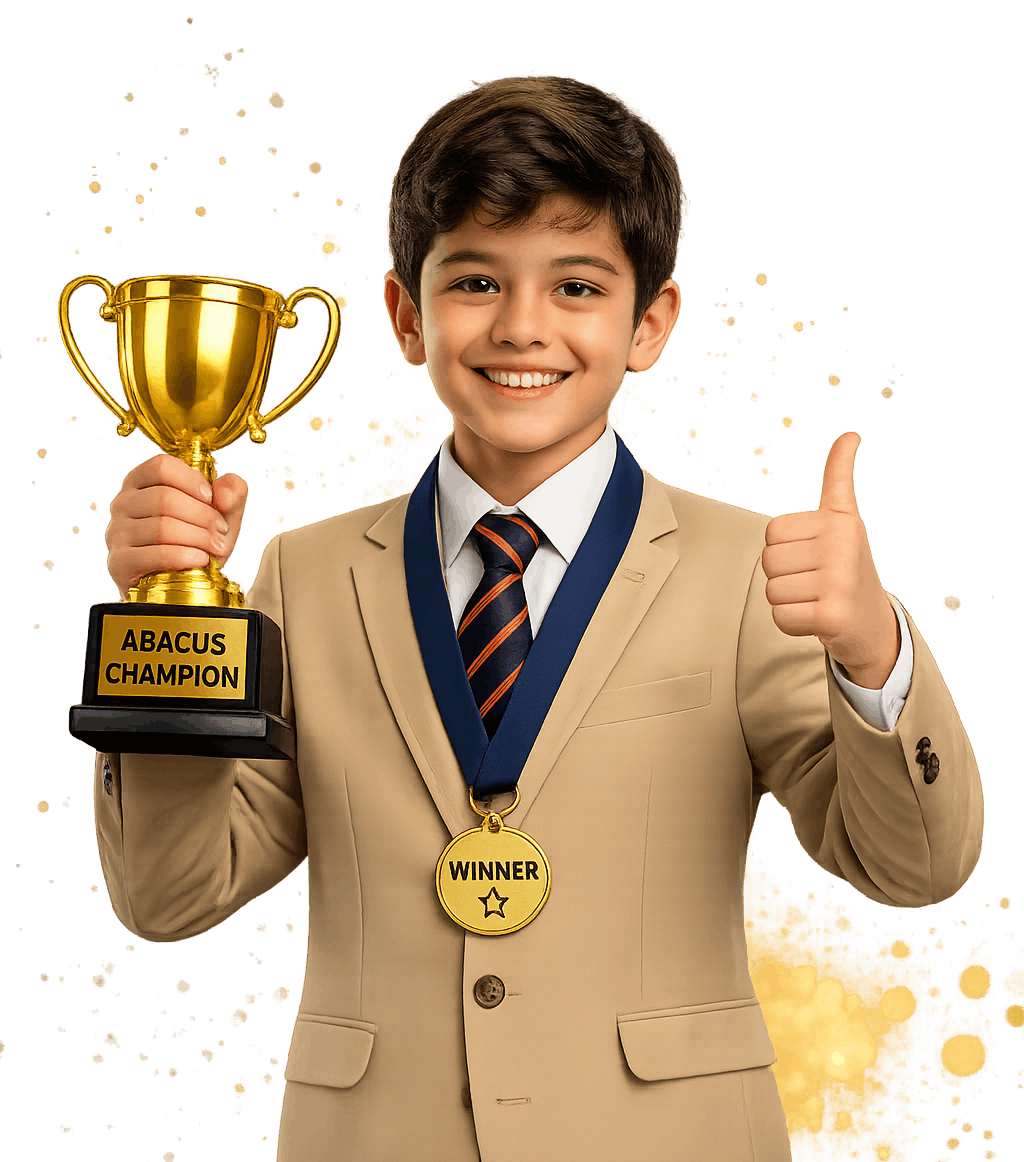 Kid holding trophy