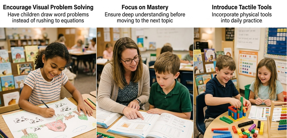 Encourage visual problem solving, Focus on Mastery, Introduce Tactile tools
